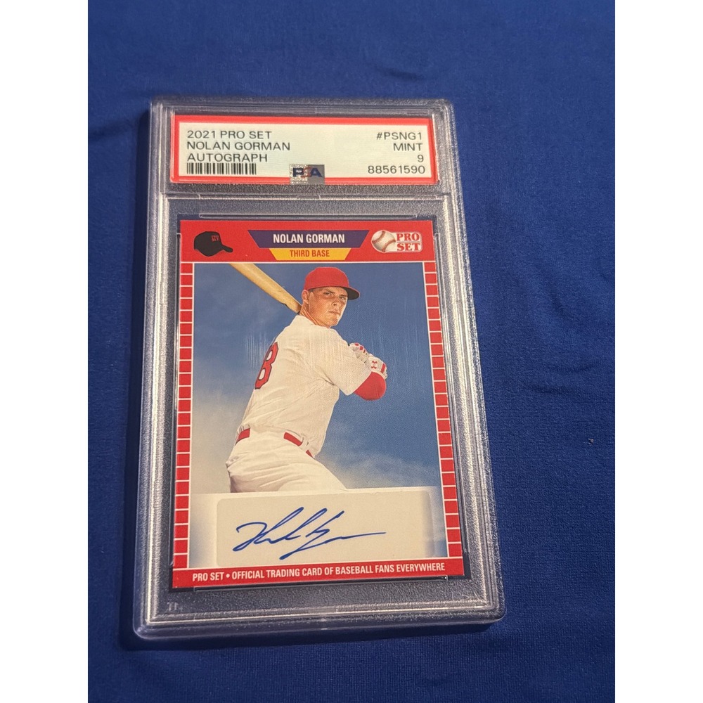 2021 Pro Set Nolan Gorman Autograph PSA 9 Mint #PSNG1 Signed Baseball Card